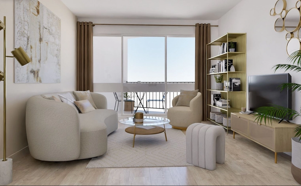 Appartement après aménagement virtuel 3D.