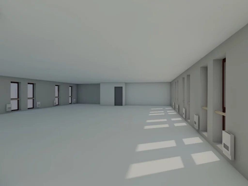 Maquette numérique BIM d'un immeuble avant travaux.