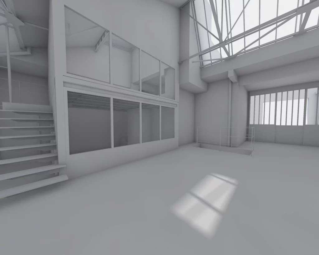 Maquette numérique BIM d'un loft parisien.