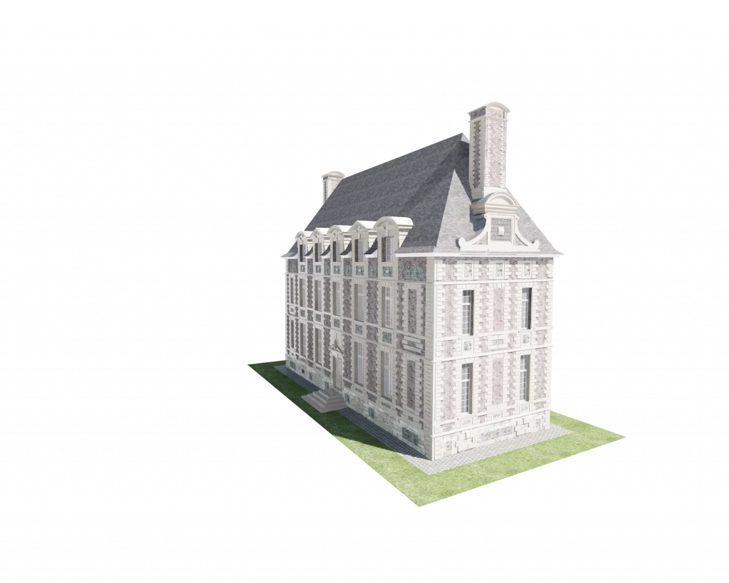 Maquette numérique BIM de l'intérieur d'un château.