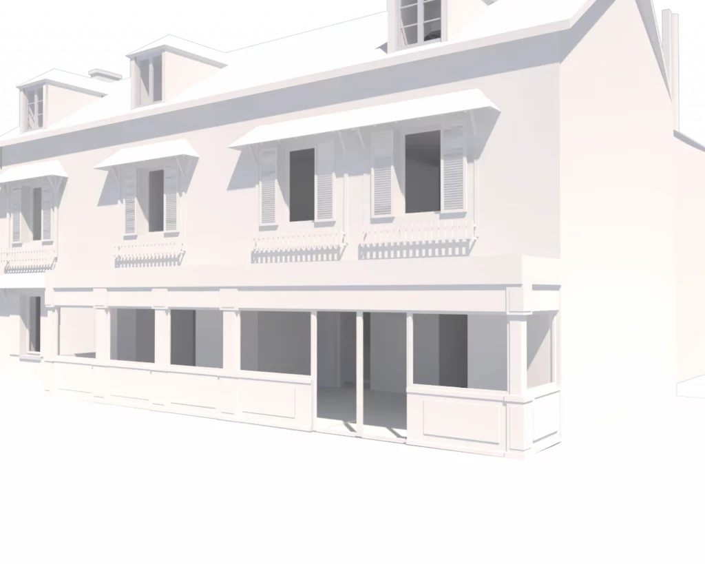 Maquette numérique BIM d'un restaurant avant sa rénovation.