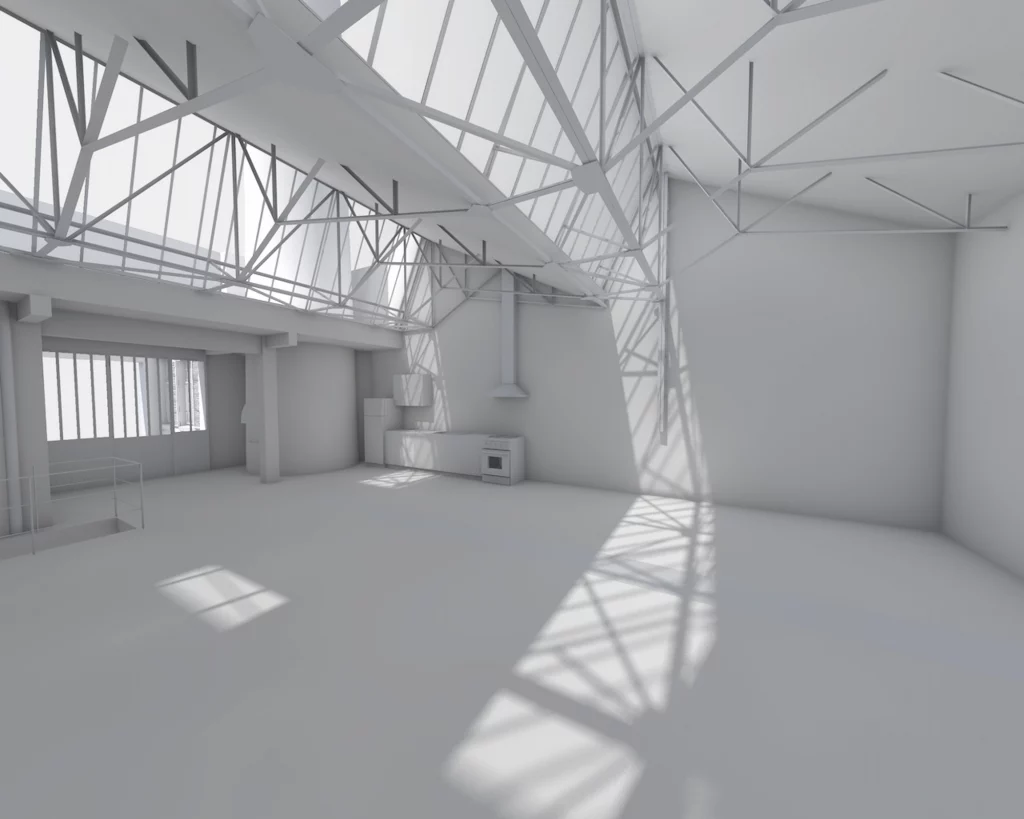 Maquette numérique BIM d'un loft parisien.