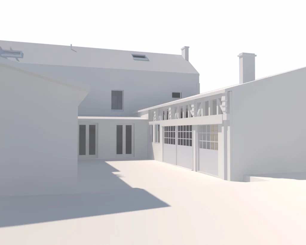 Maquette numérique BIM d'un restaurant avant sa rénovation.