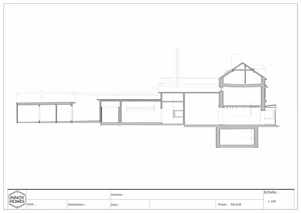 Plan 2D architectural d'un restaurant à rénover.