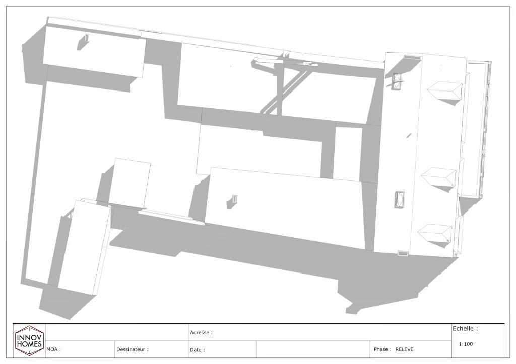 Plan 2D architectural d'un restaurant à rénover.